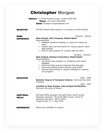 A Formal Style Resume